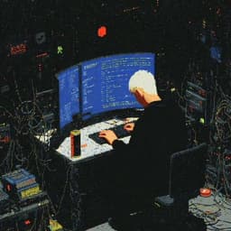 illustration of me at a terminal in a server room